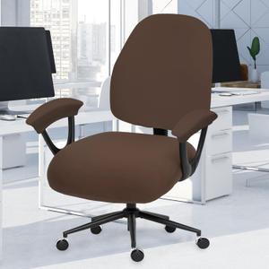 Super Stretchable Split Office Chair Seat Covers & Armrest Covers - Universal Spandex Computer Chair Slipcover - 180GSM Rotating Backrest Coverings Cushion Protectors for Dogs, Cats, Pets (Mocha)