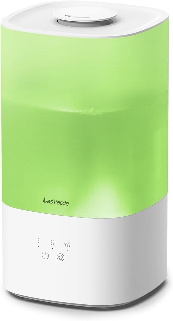 LasVacde 2.5L Humidifiers for Bedroom, Top Fill Cool Mist Humidifiers for Large Room, Easy to Fill & Clean, 30H Runtime, 28dB Quiet Air Humidifier for Plants, Baby Nursery with Night Light