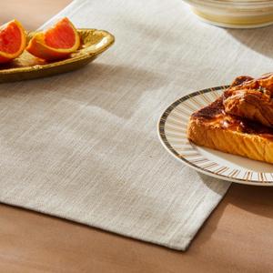 ZeeMart Rustic Cotton Linen Table Runner, 13x72 Inches Taupe, Farmhouse Style Beige Table Runners 72 Inches Long, Washable Kitchen Dining Table Decoration for Home Party Decor