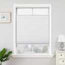 Joydeco No Tools No Drill Blinds for Indoor Windows, Cordless Window Blinds Cellular Shades Top Down Bottom Up Blackout Honeycomb Blinds Thermal Insulated Noise Reduction (White, 32" W x 64" H)