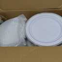 BESTSTAR 200PCS Silver Plastic Plates Set, 100 10.25 inch Dinner Plates and 100 7.5 inch Dessert Plates, Premium Disposable Plates for Party, Wedding