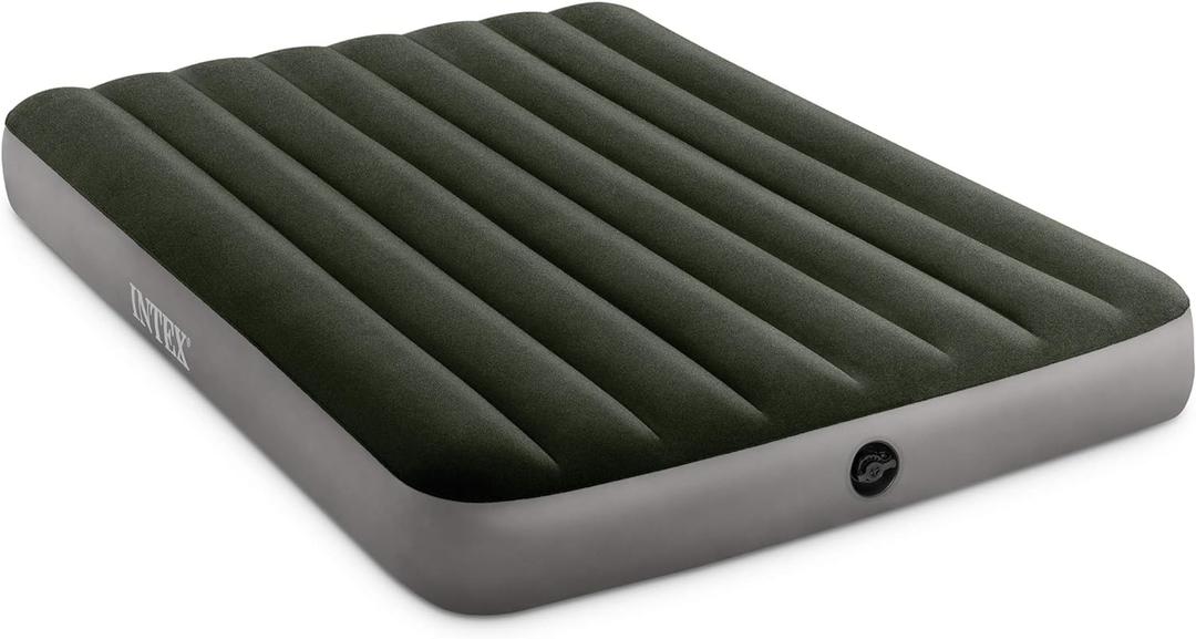 Intex 64778E Dura-Beam Standard Prestige Air Mattress: Fiber-Tech  Full Size  Hand-Held Battery Pump  10in Bed Height  600lb Weight Capacity