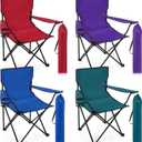 4 Pcs Folding Camping Chairs with Cupholder and Carry Bag Regular Size Portable Lightweight Lawn Chair with Mesh Side Pocket for Fishing Hiking Picnic Beach Outdoor Party (Chic)