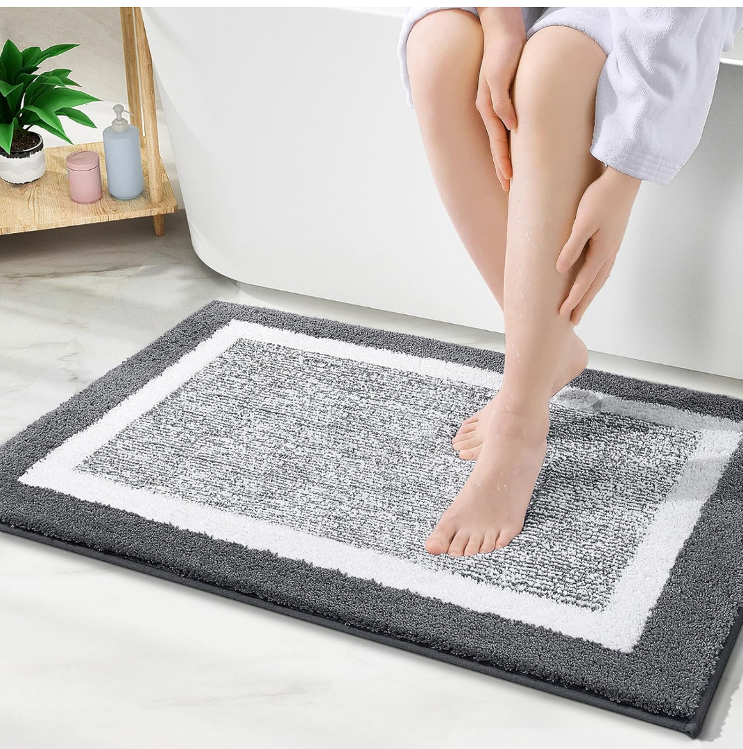 OLANLY Bathroom Rugs 30x20, Extra Soft and Absorbent Microfiber Bath Mat, Non-Slip, Machine Washable, Quick Dry Shaggy Bath Carpet, Suitable for Bathroom Floor, Tub, Shower (Medium, Dark Grey)