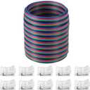 10 Packs Solderless LED Strip Connector Transparent Track Lighting Connectors Wire Strip Lights 16.4 ft Extension Cable Wire Cord for LED Light Speaker Electrical System(Retro Style, 4 Pin, 10 mm)
