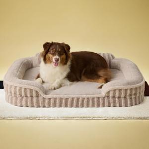 LE SURE Cute Dog Beds Large Sized Dog, Orthopedic Waterproof Large Pet Bed with Sides, High Back Non-Slip Bottom and Egg-Crate Foam Pet Couch Sofa with Washable Removable Cover, Hazel (35.0"L x 25.0"W x 7"Th)