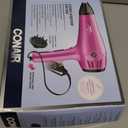 Conair Hair Dryer with Retractable Cord, 1875W Blow Dryer, 3 Heat Settings, 2 Speeds, Blow Dryer with Diffuser and Concentrator Attachments, Ionic + Tourmaline Technology, Pink