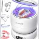 Ultrasonic Retainer Cleaner Machine, Ultrasonic Jewelry Cleaner, Denture Cleaner for Invisalign, Mouth Guards, Night Guards, Aligners, Toothbrush – Detachable Base & Lid, Digital Timer, White
