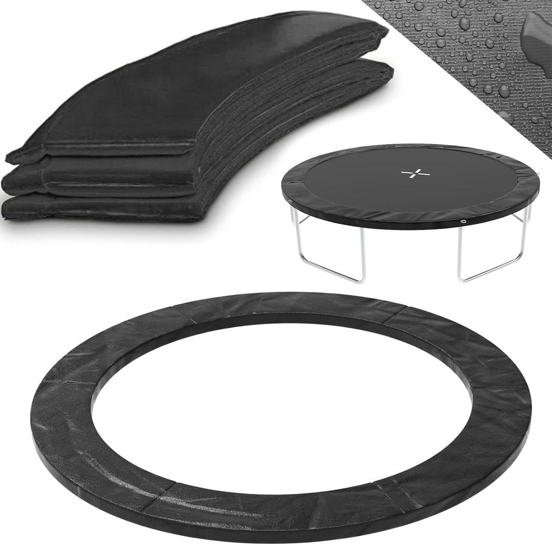 SKOK Trampoline Pad 12FT 14FT 15FT Trampoline Replacement Safety Pad Mat, No Holes for Pole, Waterproof Trampoline Accessories Spring Cover (Black)