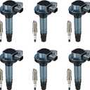 BDFHYK Ignition Coil Pack UF553 and Iridium Spark Plug SP589 Compatible with Ford F150 2015-2017 Ford Edge Flex Explorer 2011-2016 Lincoln MKS MKT MKX MKZ Ford Oem Coil Pack 3.5L Set of 6