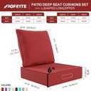 Outdoor Olefin Water-Resistant Deep Seat Cushion Set, 2PCS Weather and Fade Resistant 24''x 24''x 6'' Patio Furniture Seat Cushion, Thickened Sofa Chair Pad for Lawn, Garden, Red