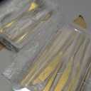 Nuenen 150 Pcs Stainless Steel Set 75 Dinner Forks and 75 Knives, Metal Steak Knives Forks Flatware Tableware Cutlery Set for Home Restaurant (Gold,9.06 x 0.79 Inches,8.07 x 0.94 Inches)