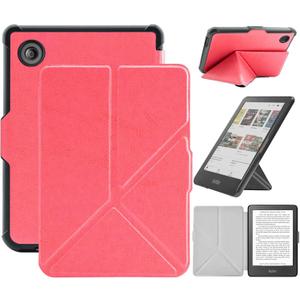Case Compatible with 6" Kobo Clara Colour/BW (2024)/2E (2022)/Tolino Shine Color/Shine 5 (2024)/Shine 4 (2022), Includes a Screen Protector - Premium PU Leather Cover with Auto Sleep/Wake (One Size, Pink)