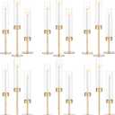 Glass Hurricane Candlestick Holders Gold - Romadedi 18 PCS Taper Candle Holder Bulk Tall Clear Glass Cylinder Table Centerpiece Wedding Decor Party Birthday Christmas Home Decorations