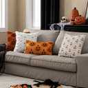 EMEMA Halloween Ghost Decorations Pillow Covers 20x20 Inch Set of 2 Fall Pillow Covers Plush Faux Fur Jacquard Cushion Covers Throw Pillows for Porch Soft Couch Holiday Festivals Home Decor