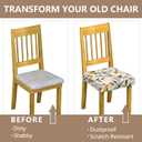 Stretch Dining Chair Seat Covers Set of 4,Dining Chair Slipcovers, Floral Printed Chair Covers,Soft Fabric Washable Upholstered Chair Seat Protector, No Rear Covers for Home Kitchen Dining Room (Yellow Flower Bud Patterns)