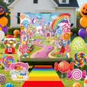 Halloween Candy Trunk or Treat Car Decorations Kit Outdoor with Sweet Candy Banner Stair Cloth Lollipop Yard Sign Theme for SUV Car Archway Garage Door Haunted House Party Decor