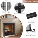 Fireplace Screen with Sliding Doors, 37.8" W x 30.7" H Handcrafted Wrought Iron Fire Spark Guard Fire Place Gate Protector for Living Room, Children and Pet Safety(Large)