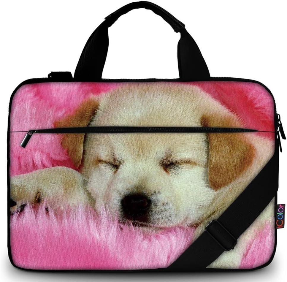icolor Canvas 13 Inch Laptop Shoulder Case, Messenger Briefcase, Protective Carrying Bag Sleeve Fits 11.6" 12" 12.9" 13.3" Computer/Ultrabook/Notebook (Cute Dog)