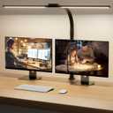SIBRILLE LED Desk Lamp for Home Office - Dimmable Computer Desk Light with Clamp, Modern Architect Task Lamp with Color Changing, Flexible Desktop Lamp with Gooseneck for Monitor, Double Head, Black