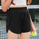 Zaclotre Girls Athletic Shorts with Zipper Pockets 2 in 1 Kid Workout Running Volleyball Soccer Shorts with Liner (Black)