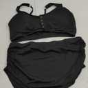 Zando Maternity Swimsuit High Waisted Bikini Set Button Down Maternity Bathing Suit 2 Piece Swimsuit for Women, Black, 2XL