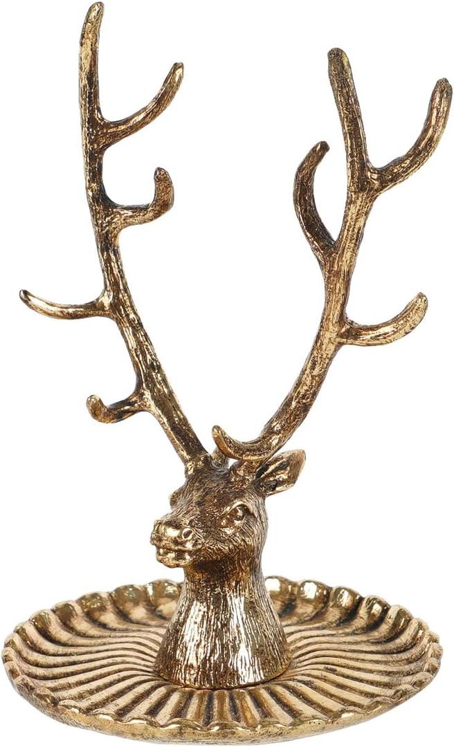 NIIKY HOME Vintage Jewelry Dish Tray, Small Deer Ring Holder, Gold Jewelry Tray, Trinket Dish Vanity Tray for Dresser Christmas Birthday Wedding Gifts