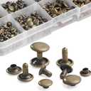 YORANYO 340 Sets Leather Rivets Kit Mixed Sizes Rivets for Leather Double Cap Rivets Studs for Clothing Fabric with Leather Crafting Rivet Tool for Repair Decorate Clothes Shoes Bags Belts (Bronze)