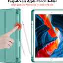 iMieet iPad 9th Generation Case 2021/iPad 8th Generation Case 2020 10.2 Inch with Pencil Holder, iPad 7th Gen 2019 Case with Soft Baby Skin Silicone Back, Auto Wake/Sleep Cover (Forest Green)
