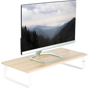 VIVO 24 inch Monitor Stand, Wood and Steel Desktop Riser, Screen, Keyboard, Laptop, Small TV, Ergonomic Desk and Tabletop Organizer, Light Wood, STAND-V000WM
