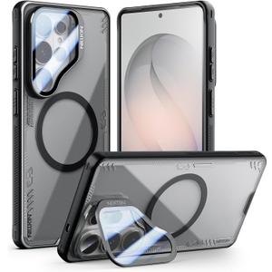 Nillkin for Samsung Galaxy S26 Ultra Case Clear, Compatible with MagSafe, Never Yellow & Biodegradable Material, Adjustable Kickstand, Full Camera Protection, S26 Ultra Case with Stand 6.9'', Black