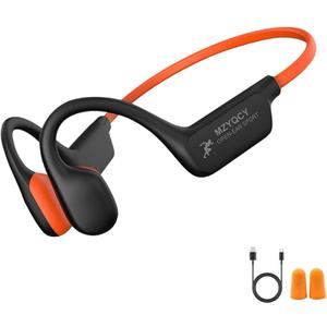 Bone Conduction Headphones,Open Ear Wireless Bluetooth 5.4 Headphones with MicIPX6 Waterproof Sport Bluetooth Headset15H Playback for RunningCyclingWalking,Outdoor (Orange)