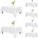 Romanstile 6 Pack White Rectangle Tablecloth 60 x 102 Inch, Reusable and Washable Table Clothes for 6 Foot Tables, Stain Resistant Polyester Fabric Table Cover for Wedding, Party, Banquet