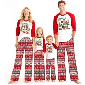 Matching Christmas Pajamas for Family Sets Holiday Jammies Sleepwear Christmas Pjs for Women Men Couples (L)