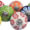 Royal Kraft Vintage Multicolor Hand Painted Ceramic Pull Knobs for Kitchen Cabinet, Door & Drawer, Wardrobe, Cupboard (Set of 10) Sknob008