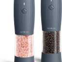 Ultrean Pepper Grinder, Electric Salt and Pepper Grinder Set with USB-C Rechargeable, Spice Mill, 6 Adjustable Coarseness, LED Light, Larger Capacity, Gift for Women Mom, Blue-Grey