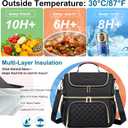 Lunch Bags for Women, Dual Compartment Lunch Box Lunch Bag for Work, Leakproof Lunch Cooler Large Insulated Lunchbox for Adult for Women Men, Lunchbag for Picnic Beach (Black)