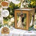 OurWarm Wooden Wedding Card Box with Picture Frame, Large Gift Card Box for Wedding Reception, Rotatable Envelope Money Card Box for Party Graduation Birthday Baby Shower Wedding Decorations