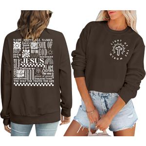 JINTING Christian Jesus Sweatshirt Women Religious Faith Sweatshirts Inspirational Waymaker Pullover Bible Verse Tops (2XL, Xmas-brown)