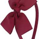 MEEDEE Fashion Burgundy Bow Headband - Big Bow Grosgrain Ribbon Hair Hoop for Girls Toddlers Kids Party Decoration Cosplay Costume Makeup Hair Band
