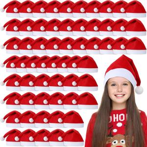 Christmas Hats Bulk for Children - Red Santa Hats Non-Woven Fabric 10.2x15 Inch