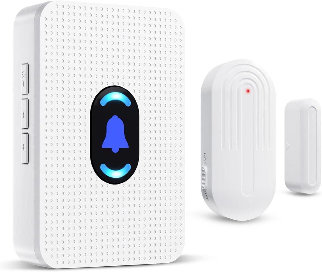Daytech Wireless Door Sensor Chime Door Entry Chime with 800ft Range 20 Chimes 5 Adjustable Volume Door Open Chime for Business/Home/Office/Store When Entering, 1 Sensor + 1 Receiver