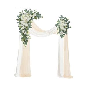 Odouzy Wedding Arch, Artificial Flowers, Wedding Decor with Drapes (Set of 4)，Be Suited to Banquet, Party, Wedding Decor Ceremony and Background Decoration (White Champagne)