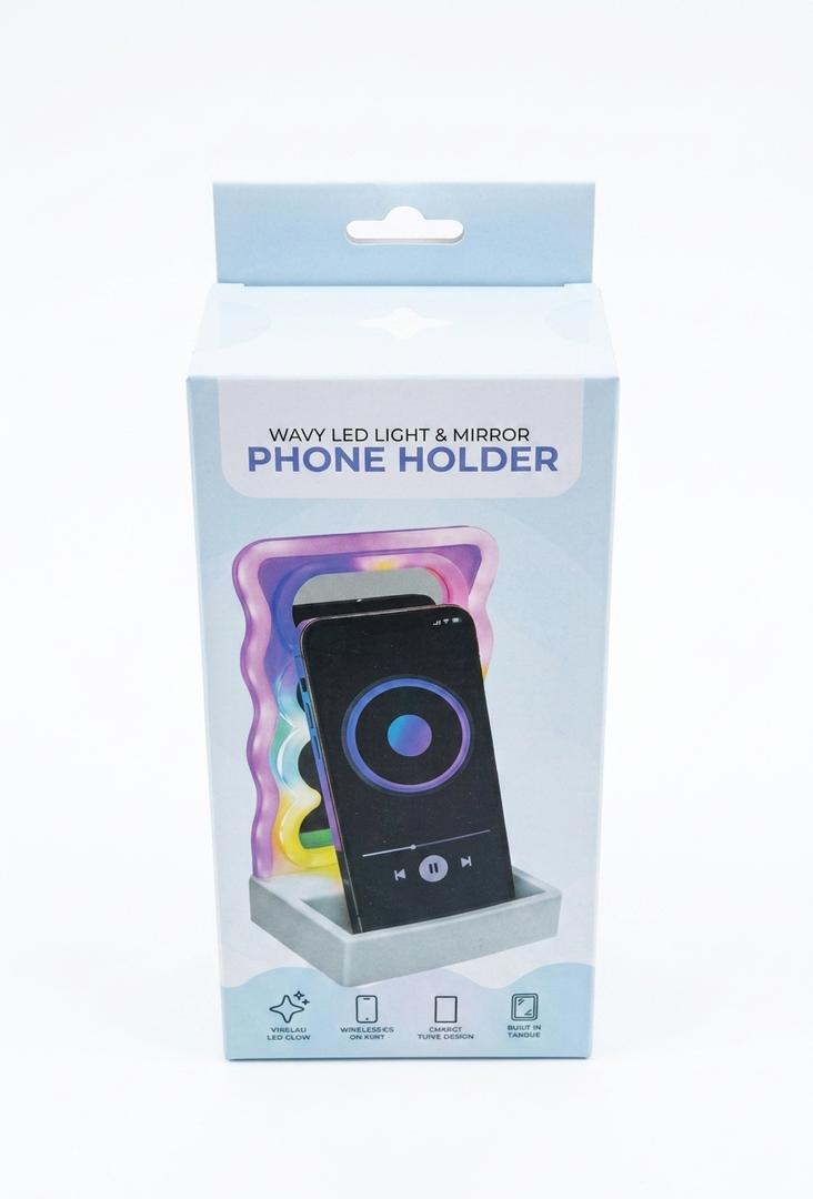 3 x Wavy Led Light & Mirror Phone Holder 