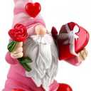 7.1"x5.1" Larger Valentines Day Gnome - Valentine's Day Decor Gifts Pink Resin Gnomes for Home Table Ornaments Sweet Valentines Day Gifts for Him Her