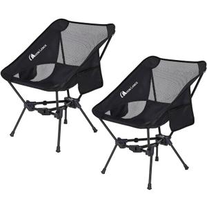 MOON LENCE Portable Camping Chair Backpacking Chair - The 4th Generation Ultralight Folding Chair - Compact, Lightweight Foldable Chairs for Hiking Mountaineering, Beach (Black-2 Pack)