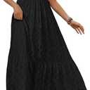 LILLUSORY Womens Maxi Summer Dresses Sun Sundress Flowy Lace Floral Beach Vacation Casual Smocked Bridal Shower Maternity Easter Spring Outfits Boho Long Ladies Clothes 2025 Fashion Black L