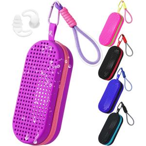 Swim Goggle Case For Swimming Goggles, Christmas Gifts for Swimmer, Protective Cases for Goggles with Clip (Purple)
