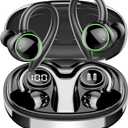 Wireless Earbuds, Bluetooth 5.4 Headphones Sport, Over Ear Buds With ENC Noise Cancelling Mic, 48H, Wireless Earphone With Earhooks, Stereo Deep Bass, IP7 Waterproof Headset for Workout, Black
