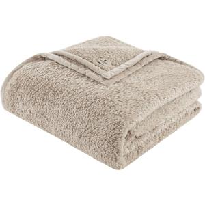 Woolrich Burlington Berber Blanket Super Soft, Cozy Lightweight Cover with Luxrurious Velvet Binding, Modern Trendy All Season Bedspread Bedding-Set, King: 108x90, Tan